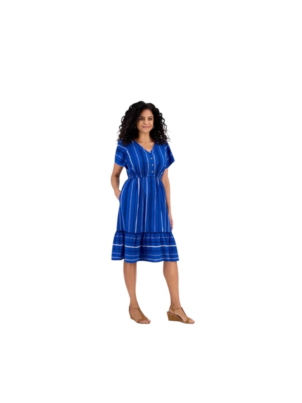 Style & Co Women's PXL Jacquard Cotton Flutter Sleeve Dress Pockets Garden Party